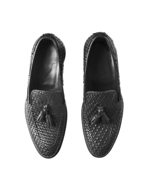 Loafer uomo in vera pelle intrecciata